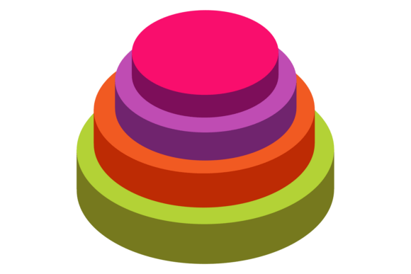 3D Round Pyramid Chart Color Infographic