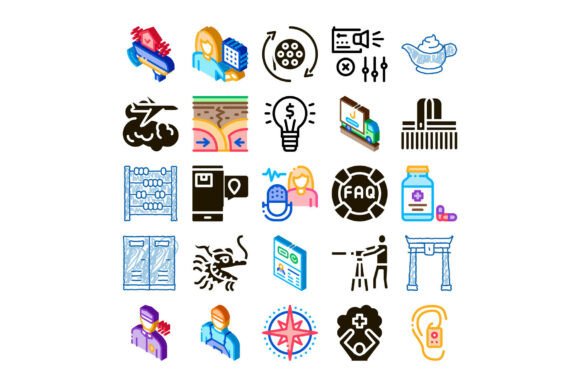 Diverse Isometric Infographic Icons Coll