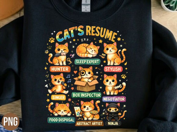Funny Cat Resume Infographic PNG T-shirt: A Playful, Professional Design Tool for Creators and Entrepreneurs