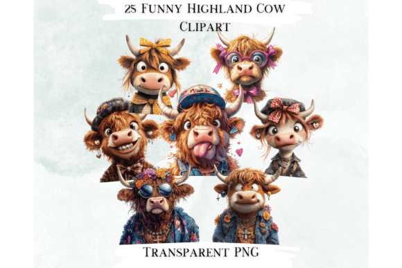 Funny Highland Cow Clipart