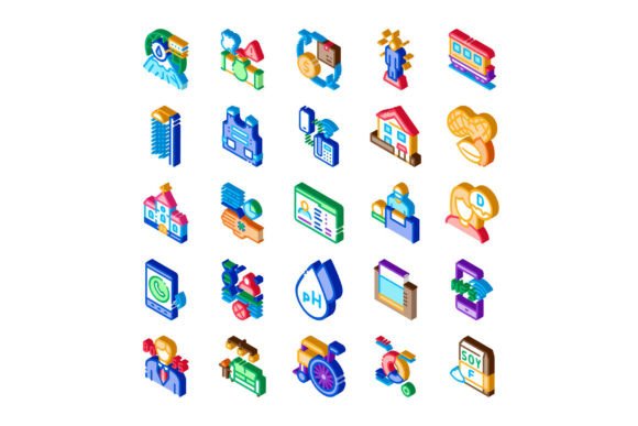 Isometric Infographic Icons Illustrating