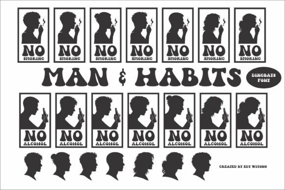 Man Habits: A Bold, Symbolic Dingbats Font for Meaningful Visual Communication
