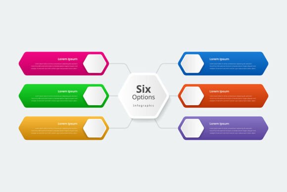 Modern Six-Step Hexagonal Infographic