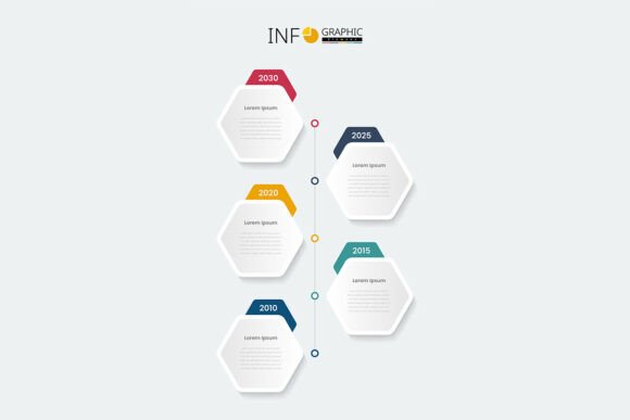 Vertical Hexagonal Timeline Infographic